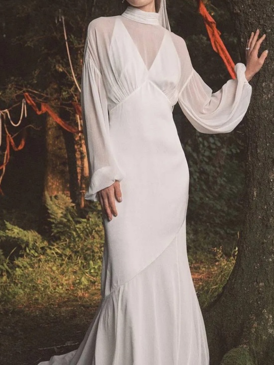 coast Dresses & Skirts - Coast Chiffon Overlay Bohemian Long Sleeve Maxi Wedding Dress